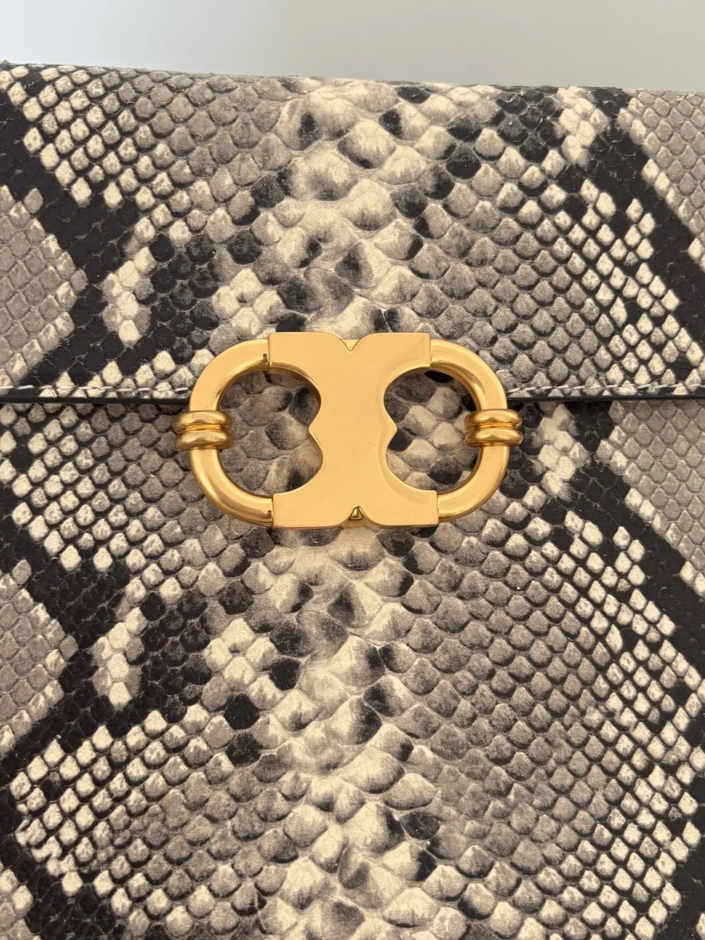 Tory Burch Snake-Effect Shoulder Bag with Gold Chain